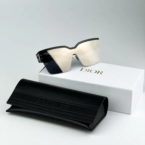 NEW Dior DIORCLUB M4U 55A5 Black Pale Smoke Mirrored Unisex Shield Sunglasses
